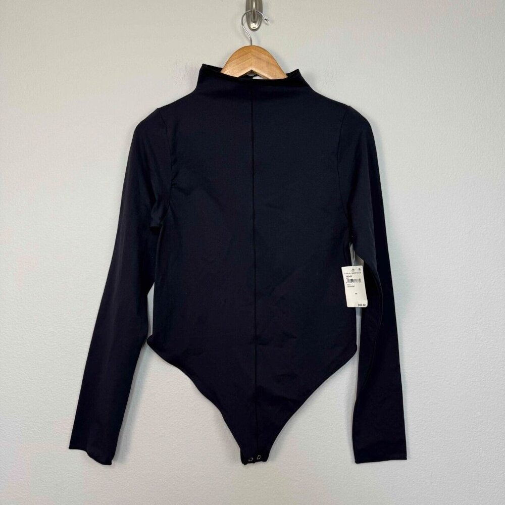 Good American Women's Soft Nylon Funnel‎ Bodysuit Long Sleeve Black Size 5/6